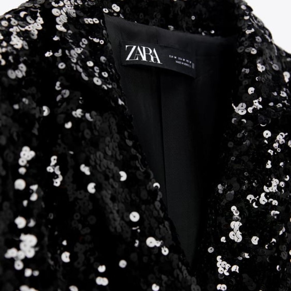 ZARA LONG SEQUINNED BLAZER 9336/556/255/032 - Picture 8 of 9